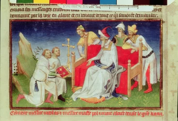 Ms Fr 2810 f.5, Nicolo y Marco Polo ante el Gran Khan, del 
